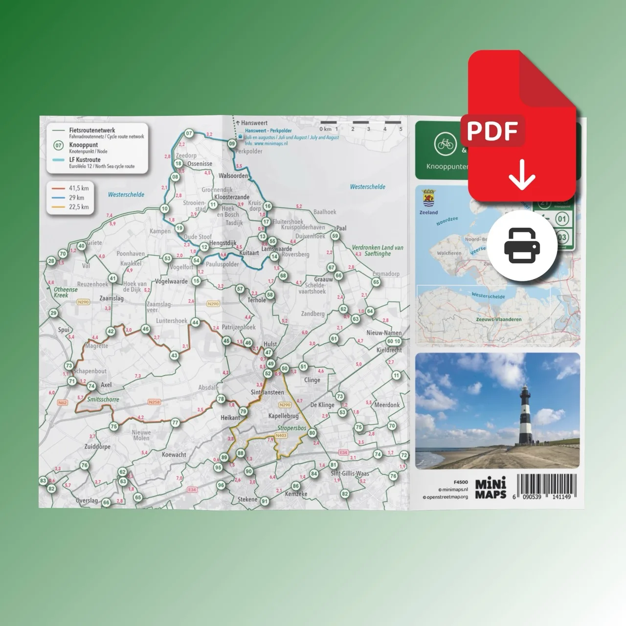 Carte vélo Zeeuws-Vlaanderen & Knokke (B) (PDF)